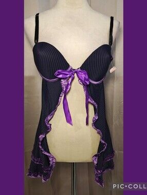 🖤 Y2K INTECO INTIMATES PINSTRIPE BABYDOLL 💜